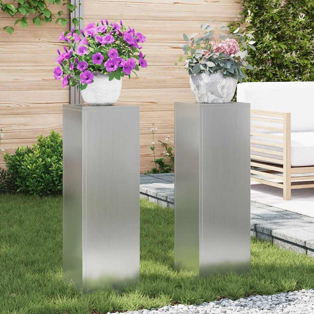 Supporto per piante 2 pcs Argento 24 x 24 x 75 cm