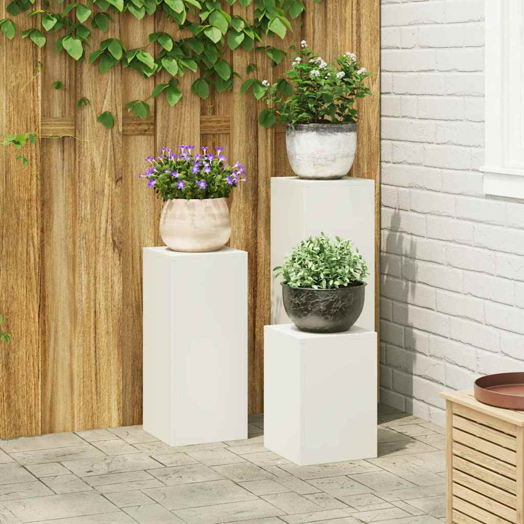 Supporto per piante 3 pcs Bianco Acciaio