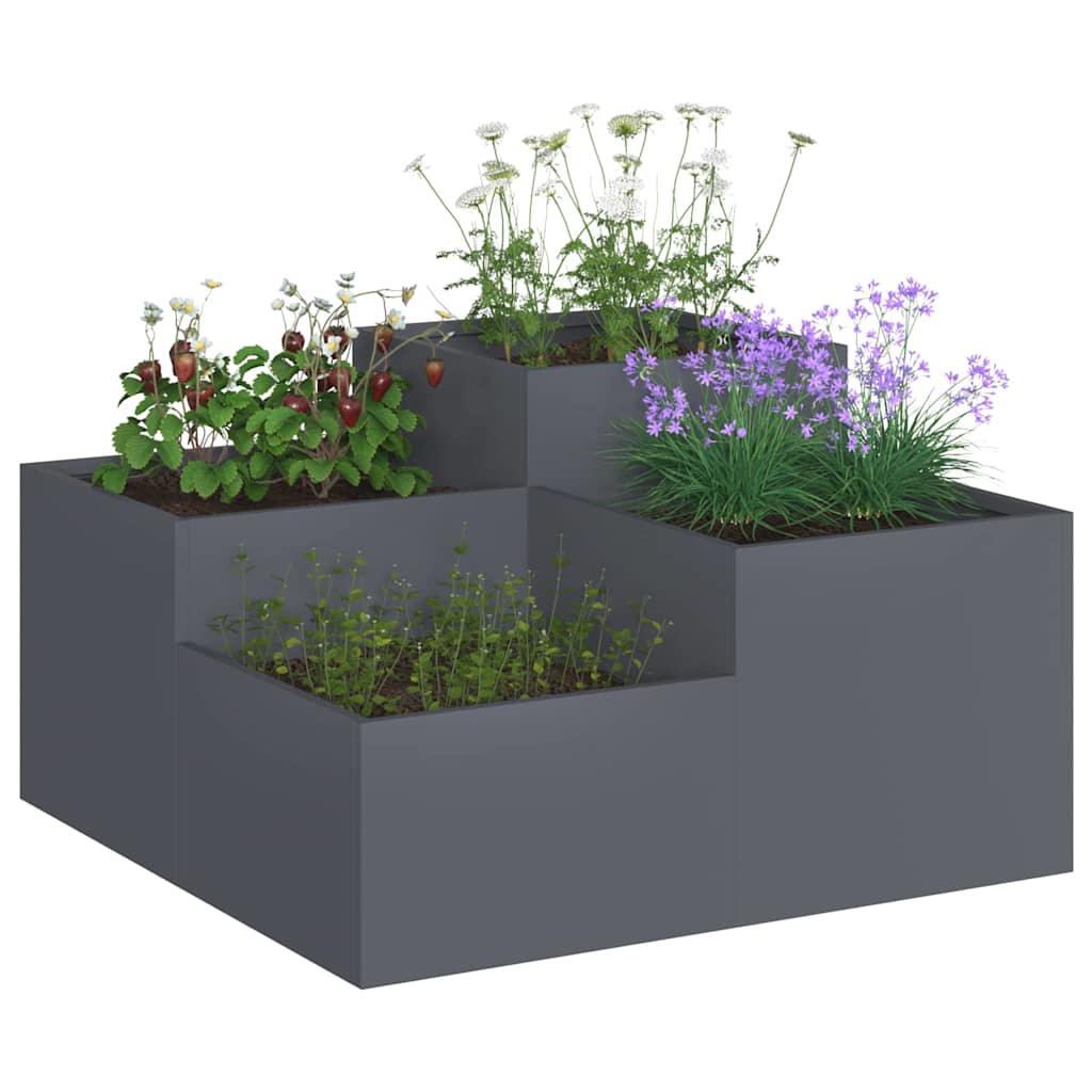 Vaso da giardino Antracite 100 x 100 x 48 cm Acciaio