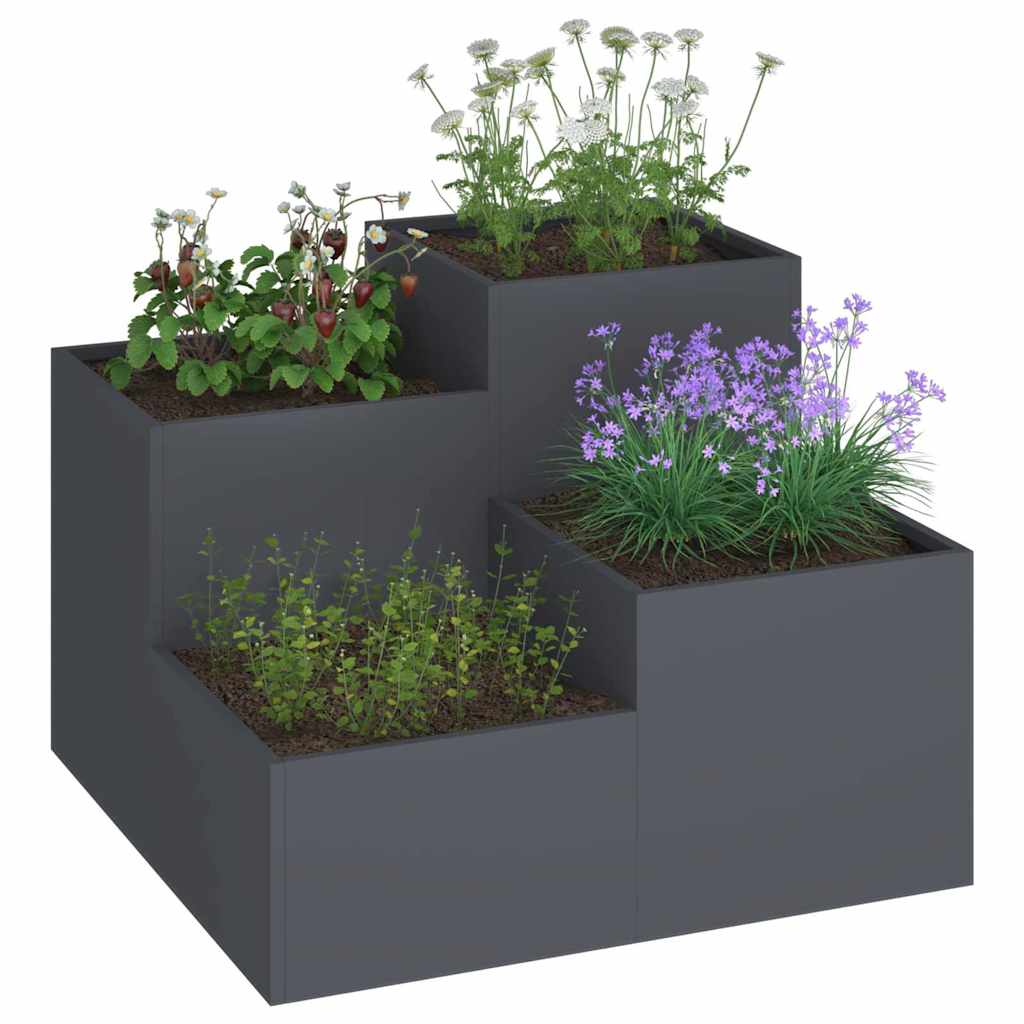 Vaso da giardino Antracite 80 x 80 x 60 cm Acciaio
