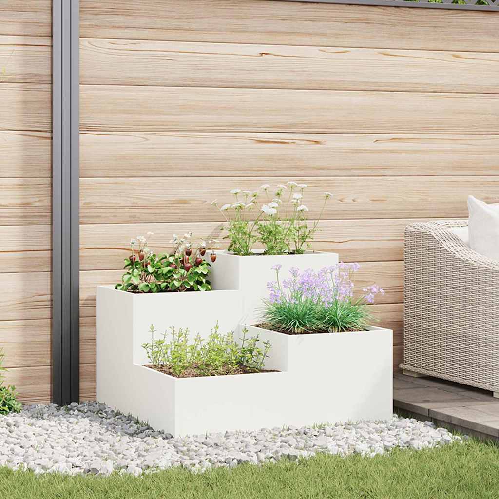 Vaso da giardino Bianco 100 x 100 x 60 cm Acciaio