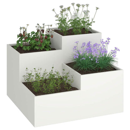 Vaso da giardino Bianco 100 x 100 x 60 cm Acciaio