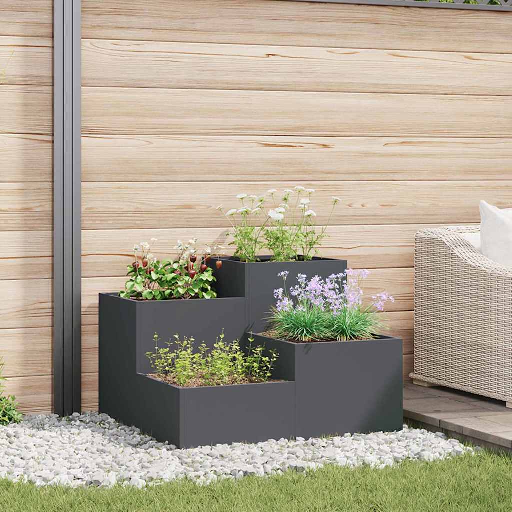 Vaso da giardino Antracite 100 x 100 x 60 cm Acciaio
