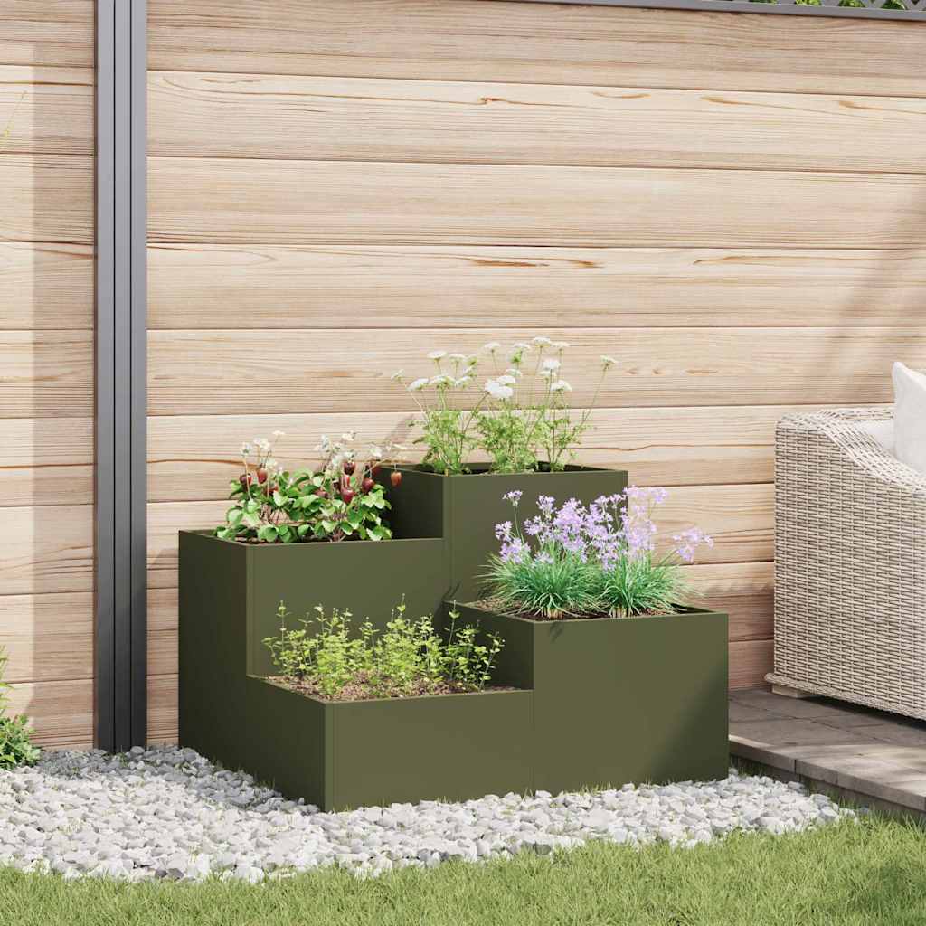 Vaso da giardino Oliver verde 100 x 100 x 60 cm Acciaio