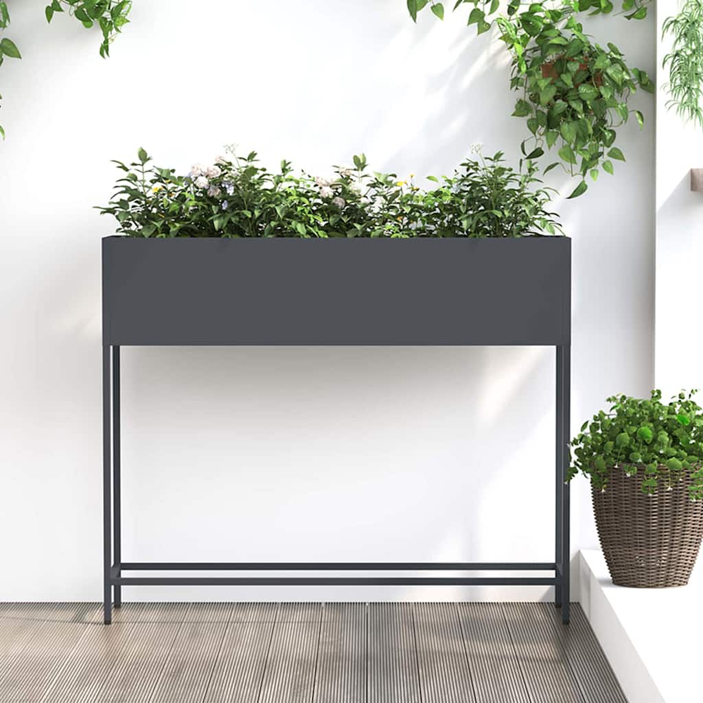 Vaso da Giardino Rialzato Antracite 100 x 26 x 82 cm Acciaio