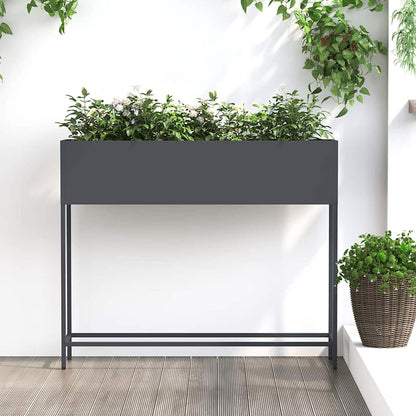 Vaso da Giardino Rialzato Antracite 100 x 26 x 82 cm Acciaio
