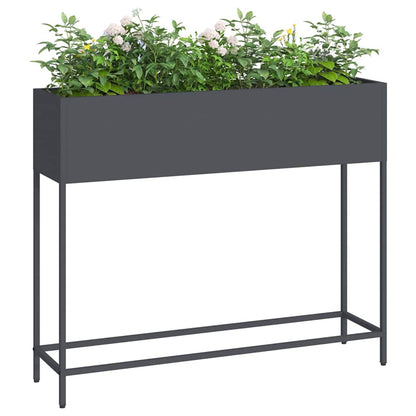Vaso da Giardino Rialzato Antracite 100 x 26 x 82 cm Acciaio