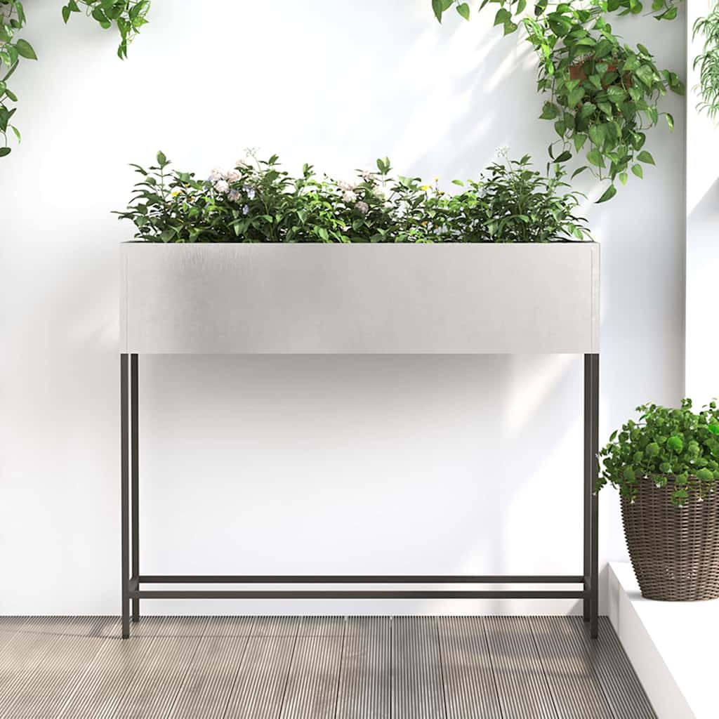 Vaso da Giardino Rialzato Argento 100 x 26 x 82 cm