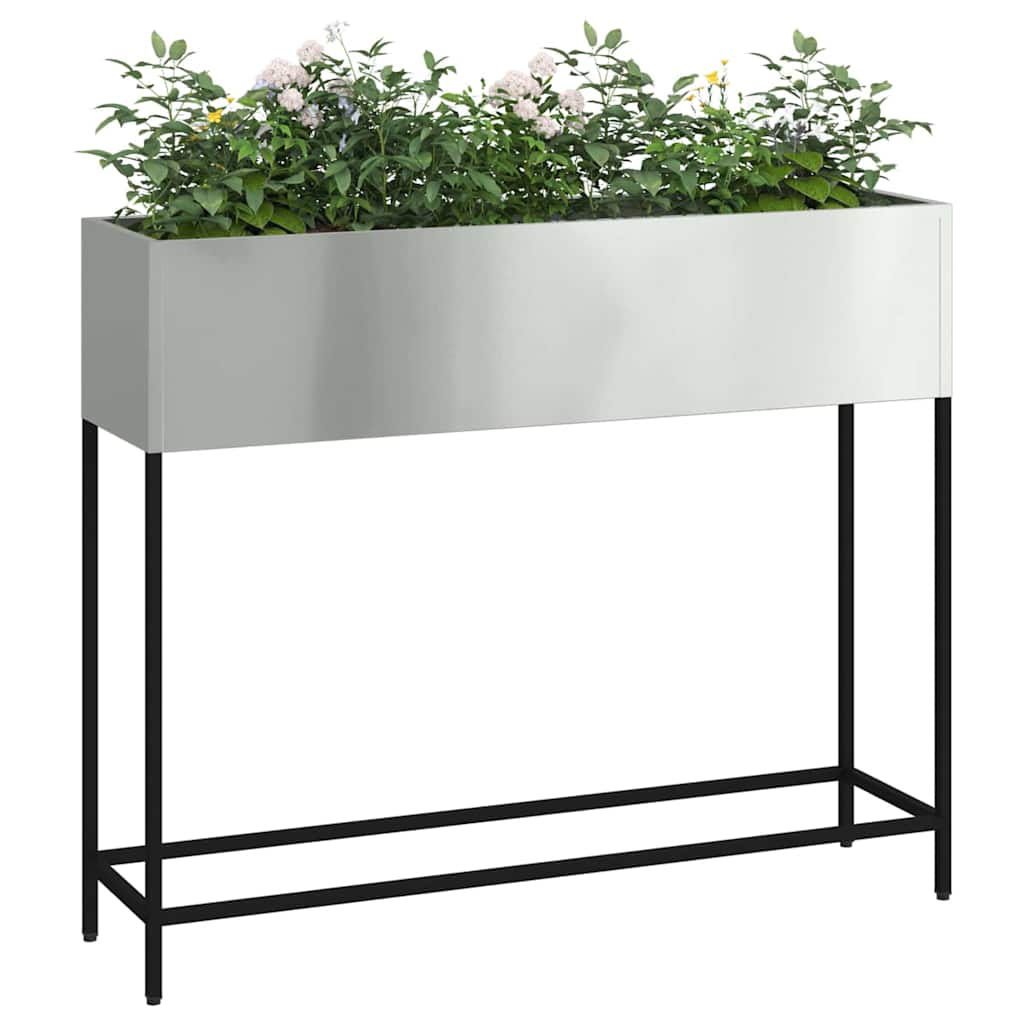 Vaso da Giardino Rialzato Argento 100 x 26 x 82 cm