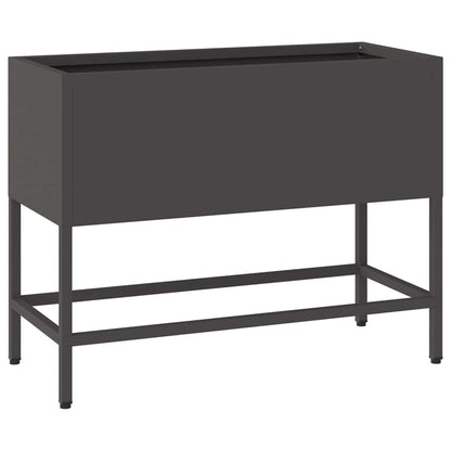 Vaso da Giardino Rialzato Nero 60 x 26 x 45 cm Acciaio