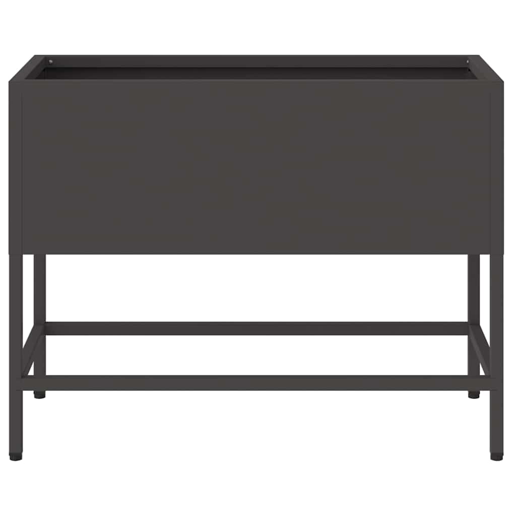 Vaso da Giardino Rialzato Nero 60 x 26 x 45 cm Acciaio