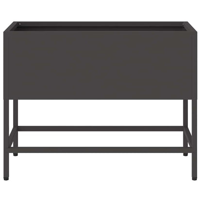 Vaso da Giardino Rialzato Nero 60 x 26 x 45 cm Acciaio