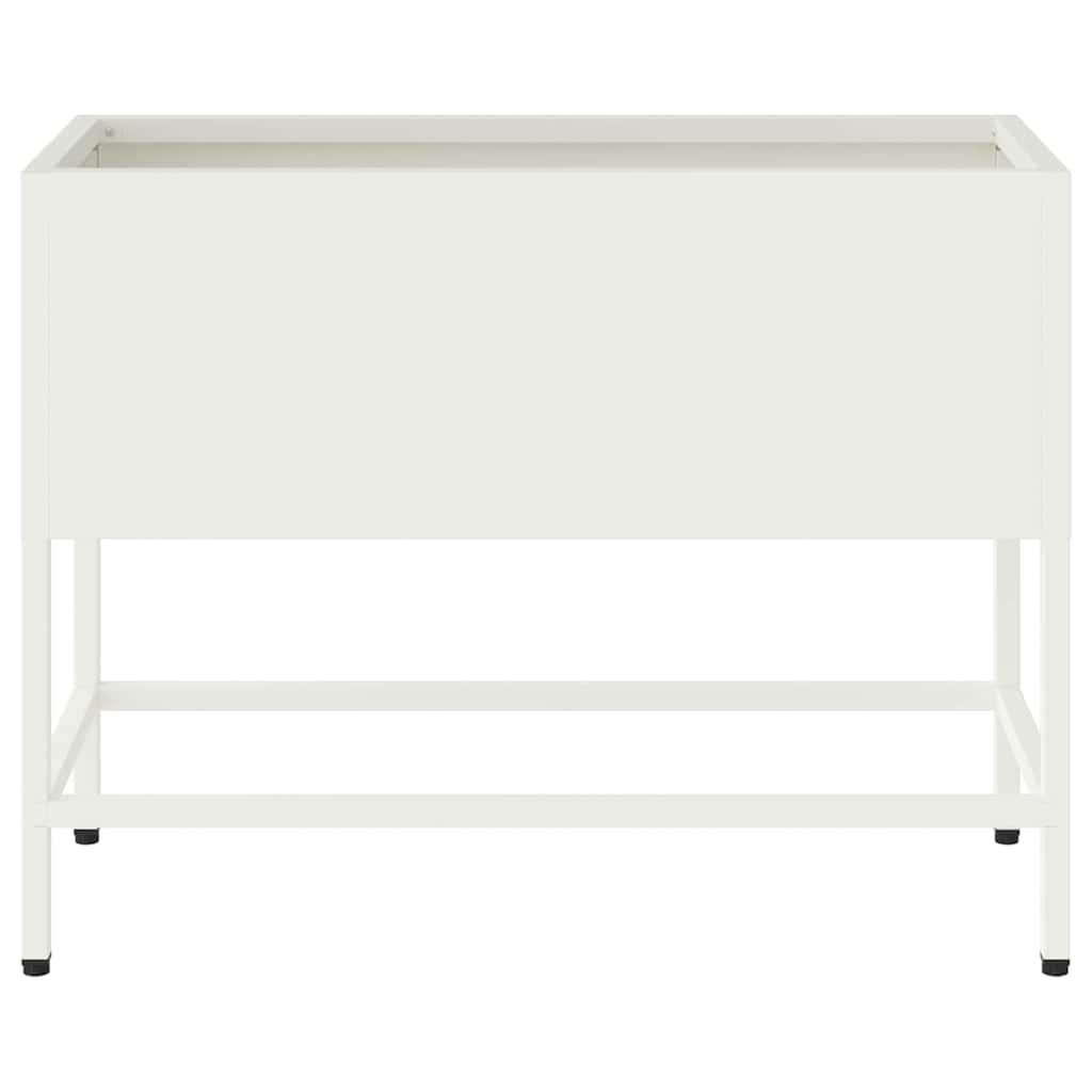 Vaso da Giardino Rialzato Bianco 60 x 26 x 45 cm Acciaio