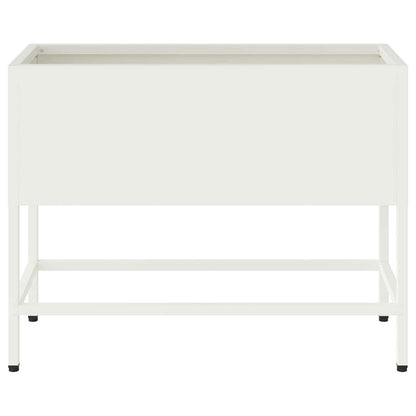 Vaso da Giardino Rialzato Bianco 60 x 26 x 45 cm Acciaio