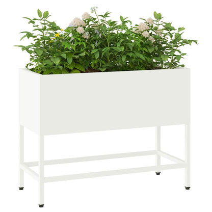 Vaso da Giardino Rialzato Bianco 60 x 26 x 45 cm Acciaio