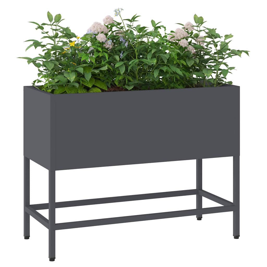 Vaso da Giardino Rialzato Antracite 60 x 26 x 45 cm Acciaio