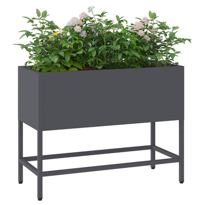 Vaso da Giardino Rialzato Antracite 60 x 26 x 45 cm Acciaio