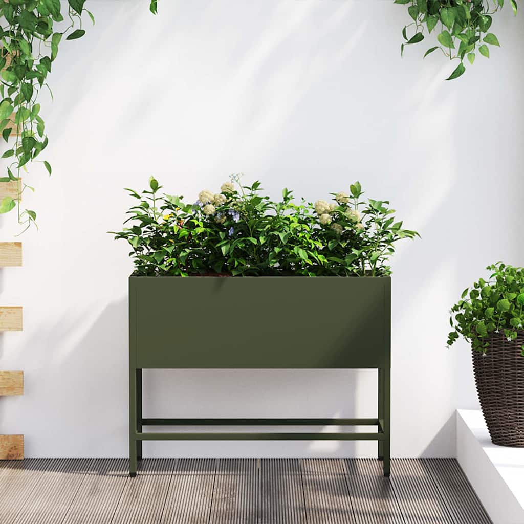 Vaso da Giardino Rialzato Oliver verde 60 x 26 x 45 cm Acciaio