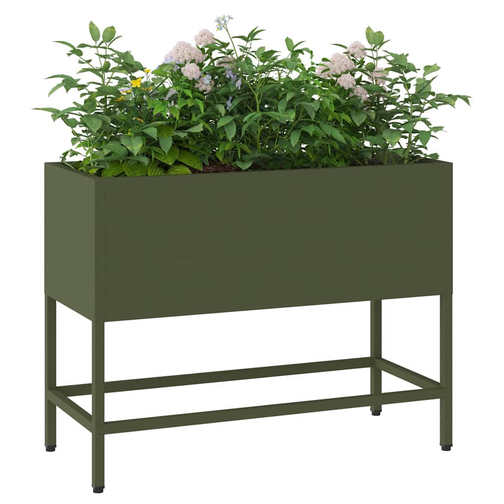 Vaso da Giardino Rialzato Oliver verde 60 x 26 x 45 cm Acciaio