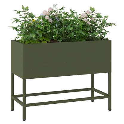 Vaso da Giardino Rialzato Oliver verde 60 x 26 x 45 cm Acciaio
