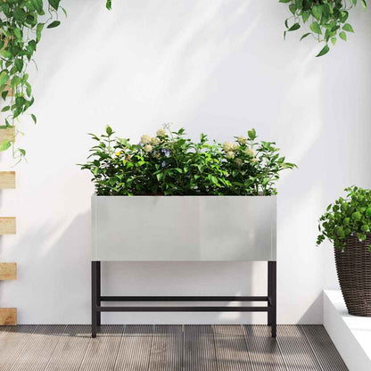 Vaso da Giardino Rialzato Argento 60 x 26 x 45 cm