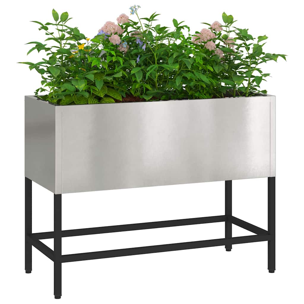 Vaso da Giardino Rialzato Argento 60 x 26 x 45 cm