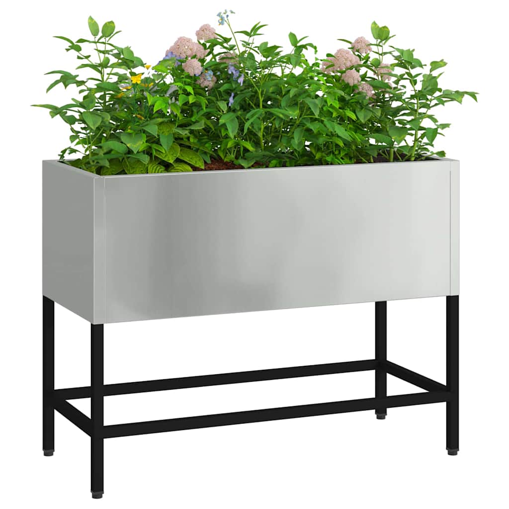 Vaso da Giardino Rialzato Argento 60 x 26 x 45 cm