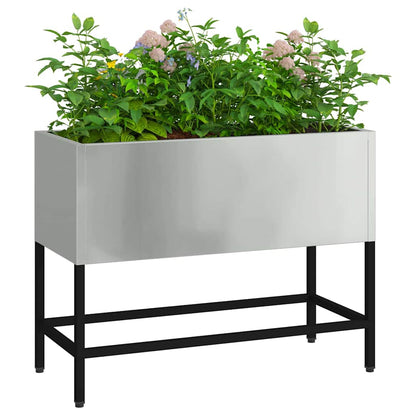 Vaso da Giardino Rialzato Argento 60 x 26 x 45 cm