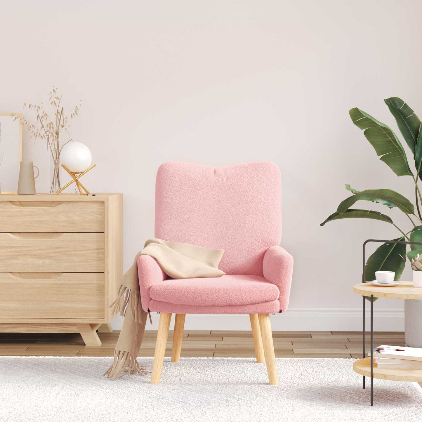 poltrona Rosa 63 x 67 x 94 cm Tessuto di Pecora e Plywood