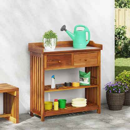 Mobiletto da Giardino con cassetto Naturale 93 x 41,5 x 98cm