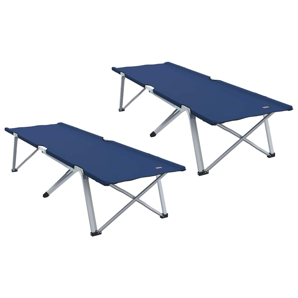 Letto da campeggio pieghevole 2 pcs Blu 194 x 62,5 x 42,5 cm