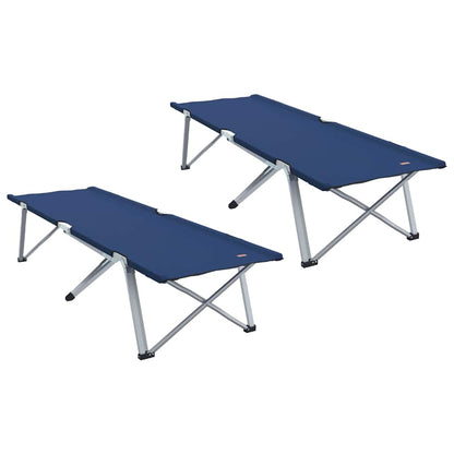 Letto da campeggio pieghevole 2 pcs Blu 194 x 62,5 x 42,5 cm