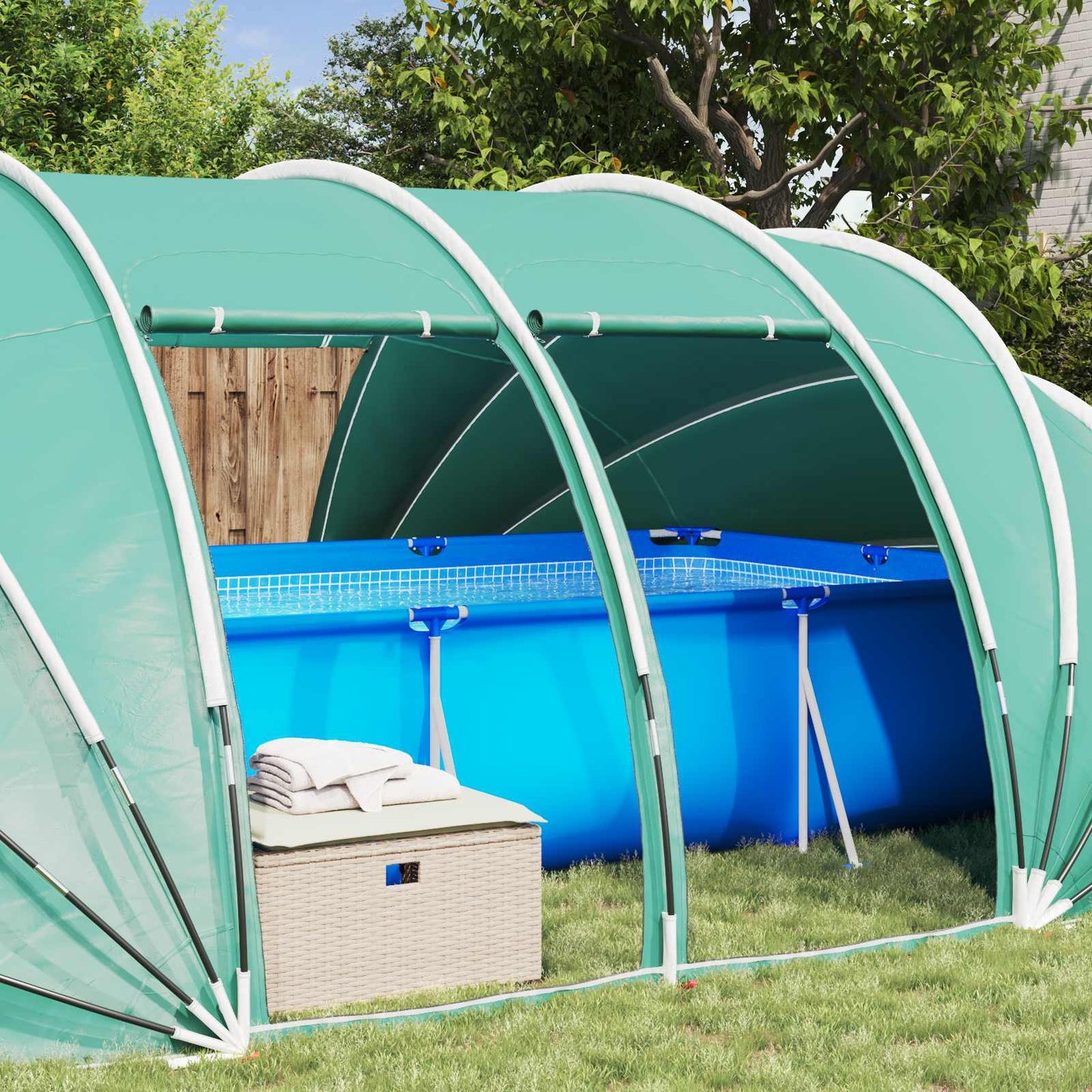 Tenda da piscina a cupola Blu 640 x 432 x 205 cm