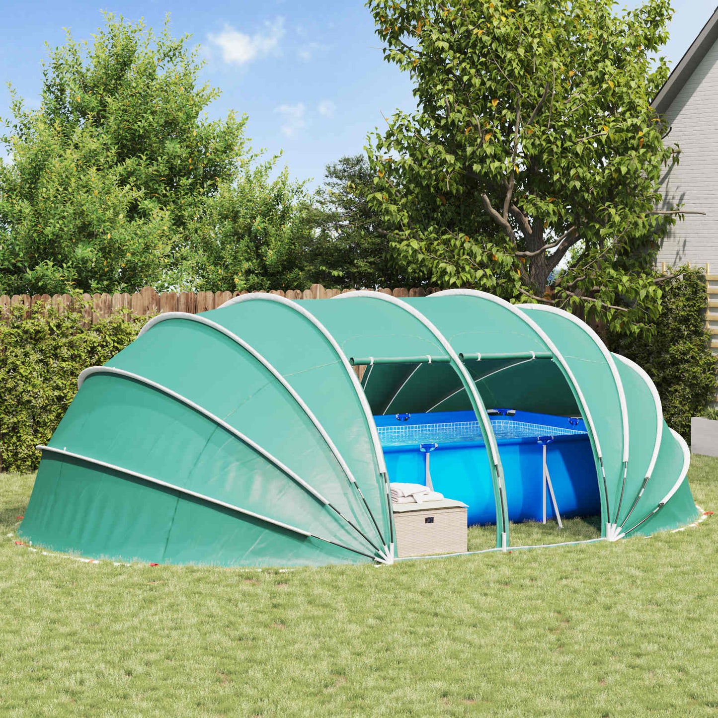 Tenda da piscina a cupola Blu 640 x 432 x 205 cm