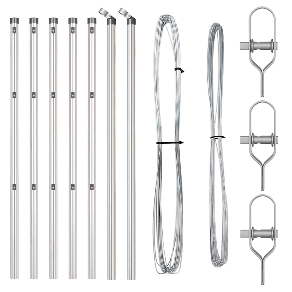 Palo della recinzione 7 pcs Argento Acciaio