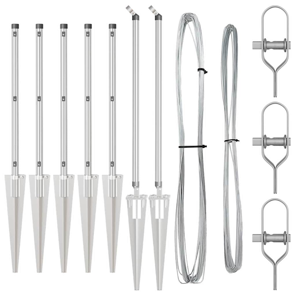 Palo della recinzione 7 pcs Argento Acciaio