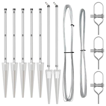 Palo della recinzione 7 pcs Argento Acciaio