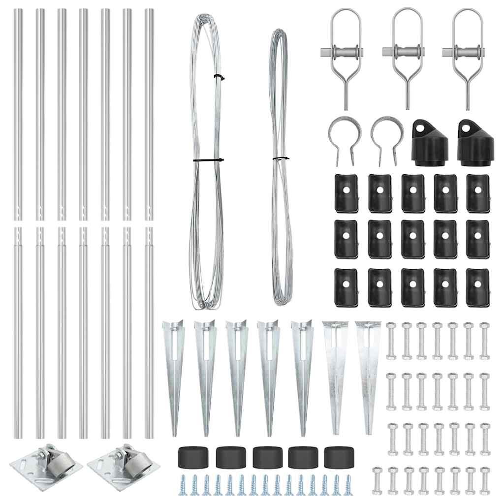 Palo della recinzione 7 pcs Argento Acciaio