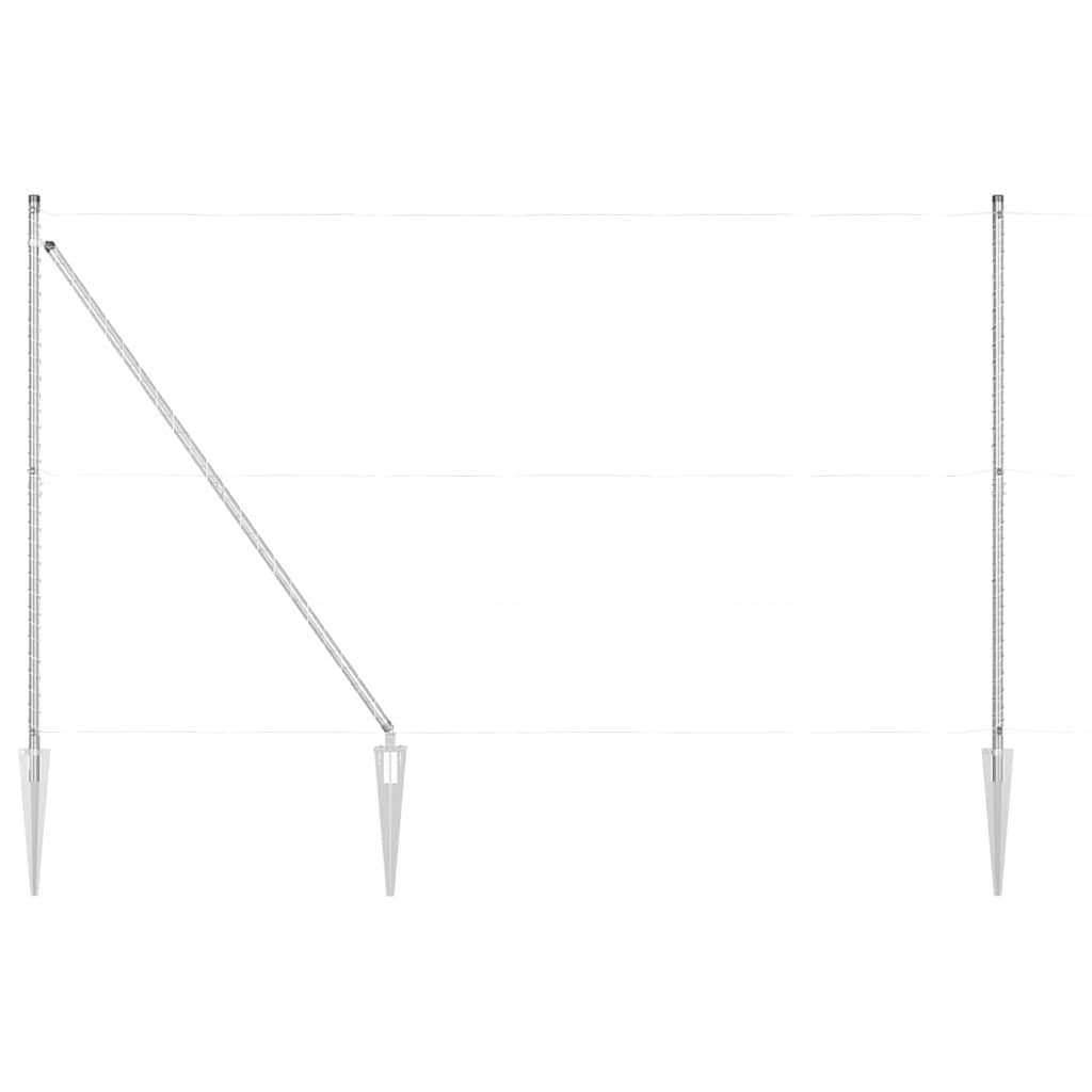 Palo della recinzione 7 pcs Argento Acciaio