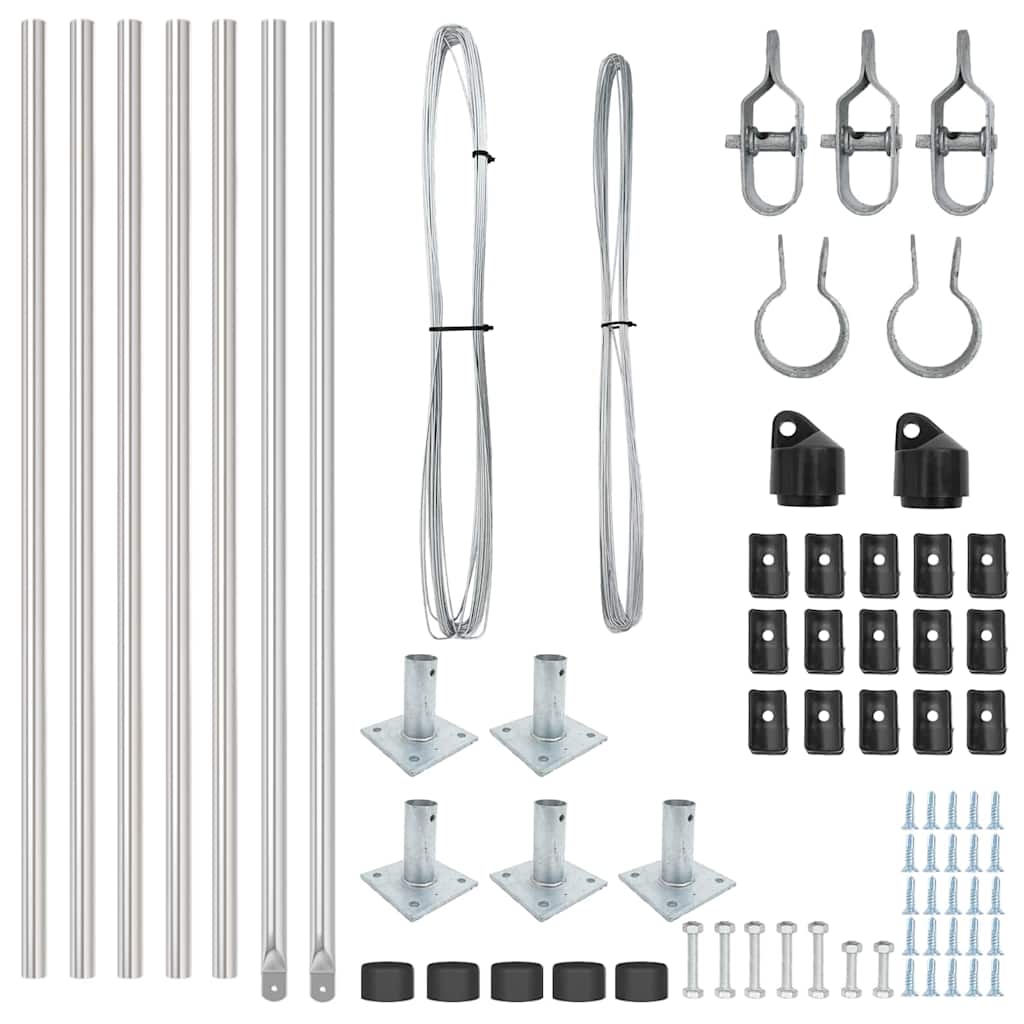 Palo della recinzione 7 pcs Argento Acciaio