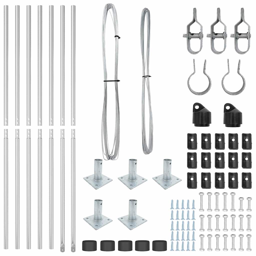 Palo della recinzione 7 pcs Argento Acciaio