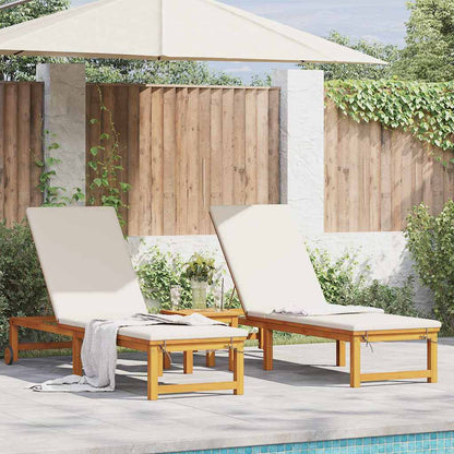 Lettino da sole 3 pcs Marrone Legno di Acacia Massello
