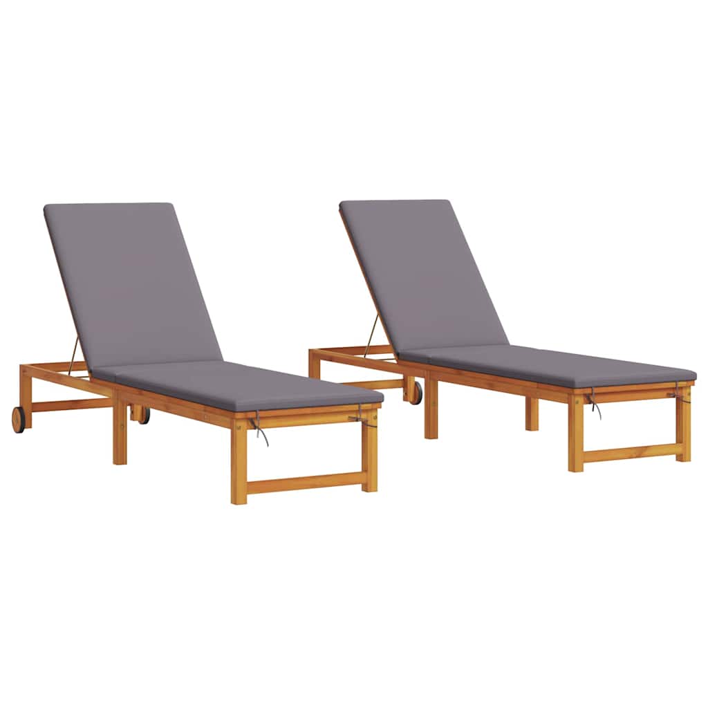 Lettino da sole 2 pcs Marrone 202 x 53 x 89 cm