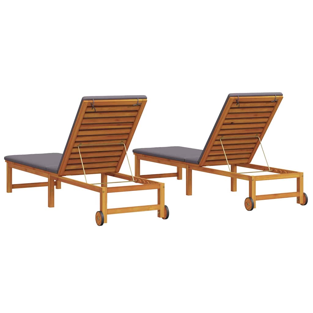 Lettino da sole 2 pcs Marrone 202 x 53 x 89 cm