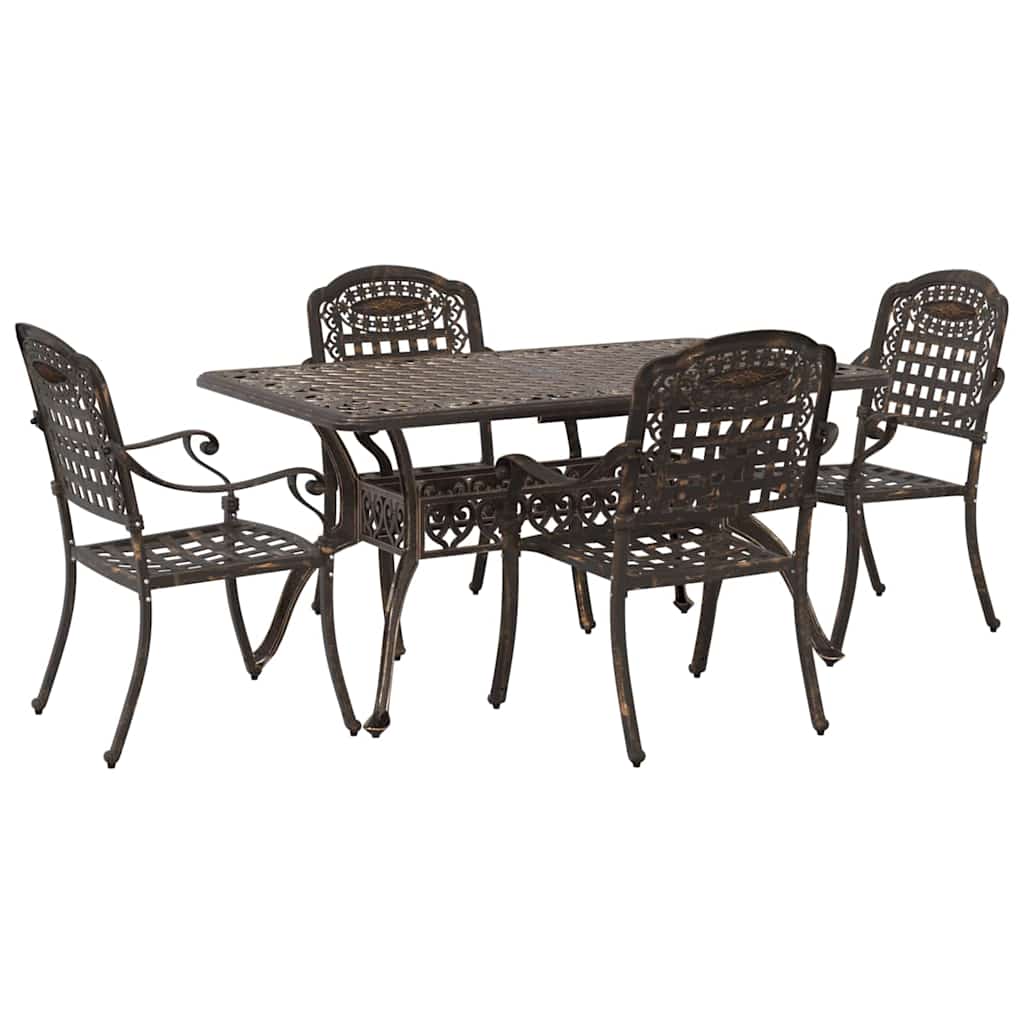 Set da Pranzo per Giardino 5 pcs Bronzo Alluminio