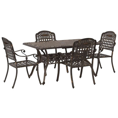 Set da Pranzo per Giardino 5 pcs Bronzo Alluminio