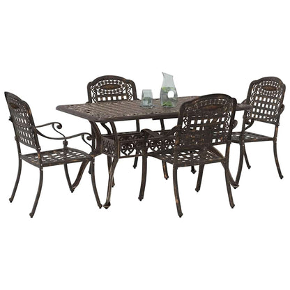 Set da Pranzo per Giardino 5 pcs Bronzo Alluminio