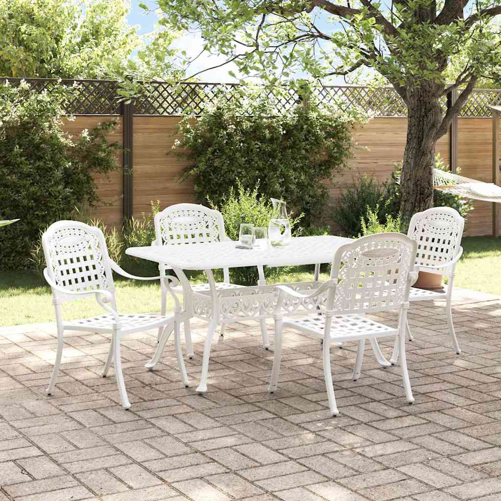 Set da Pranzo per Giardino 5 pcs Bianco Alluminio