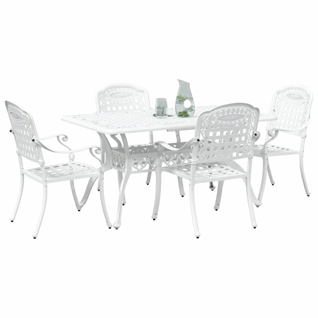 Set da Pranzo per Giardino 5 pcs Bianco Alluminio