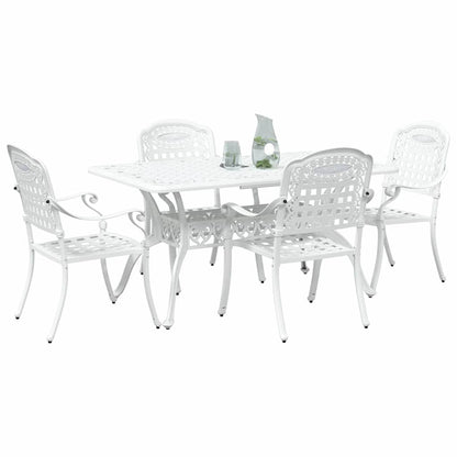 Set da Pranzo per Giardino 5 pcs Bianco Alluminio